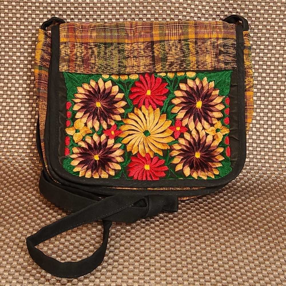 Vintage embroidered bag colorful cotton cross-body